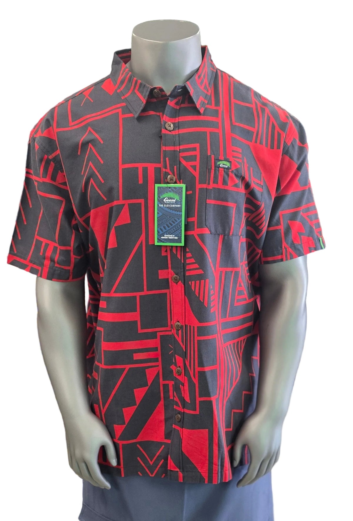 Eveni Pacific Men's Classic Elei Shirt - Orange Soot