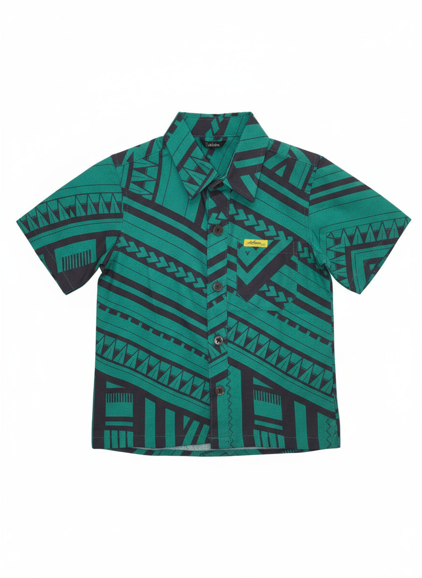 Eveni Pacific Boys Classic Elei Shirt - Apprentice Green