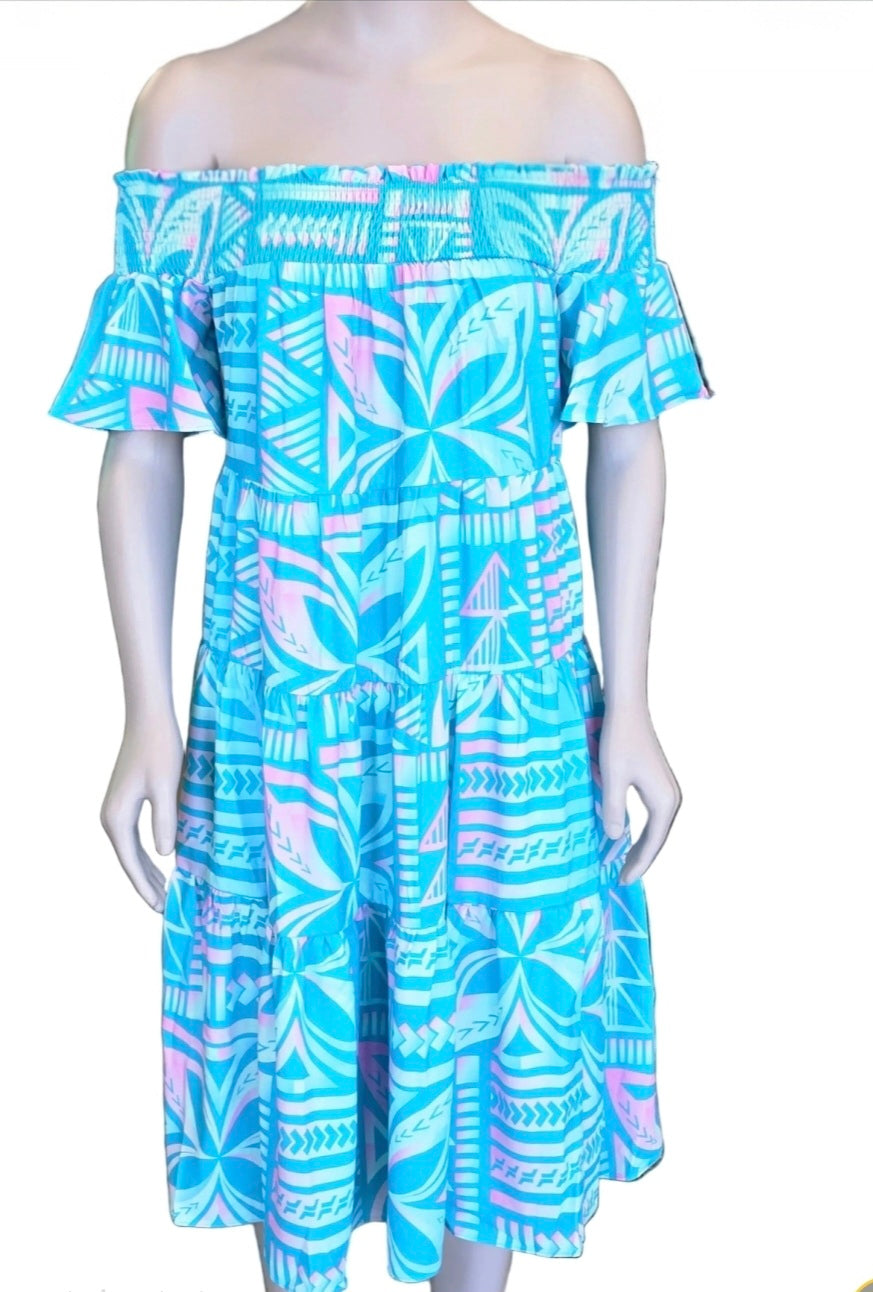Koko Pacific Ladies Lei Dress - Poppy Teal