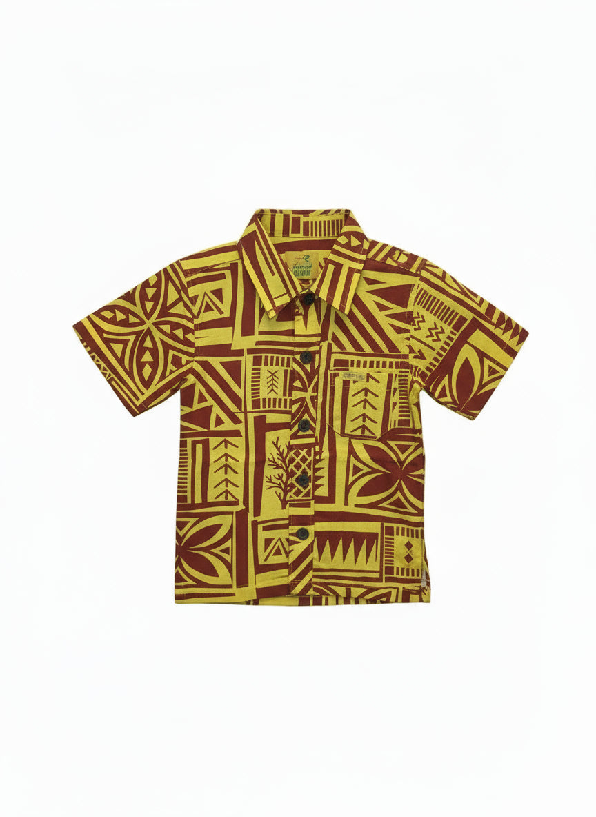 Eveni Pacific Boys Classic Elei Shirt - Relax Red/Yellow