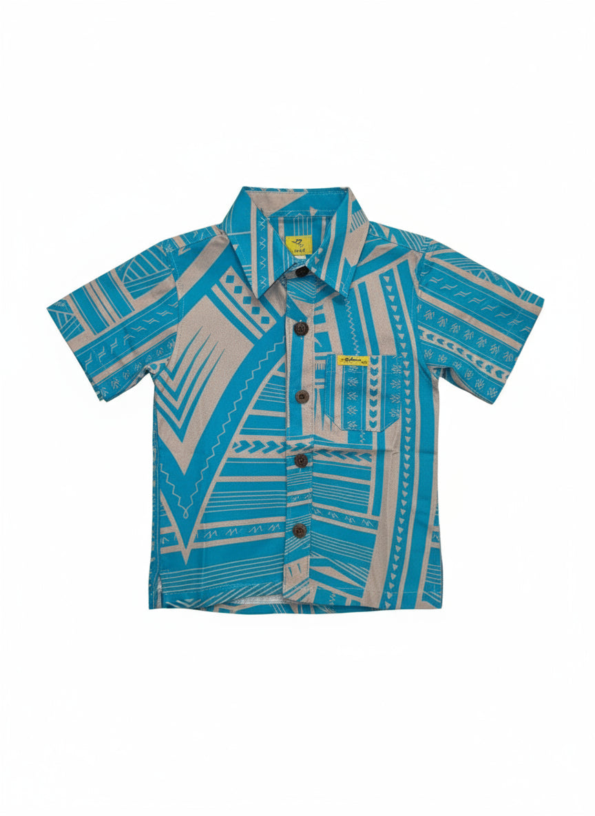Eveni Pacific Boys Classic Elei Shirt - Poly Blue
