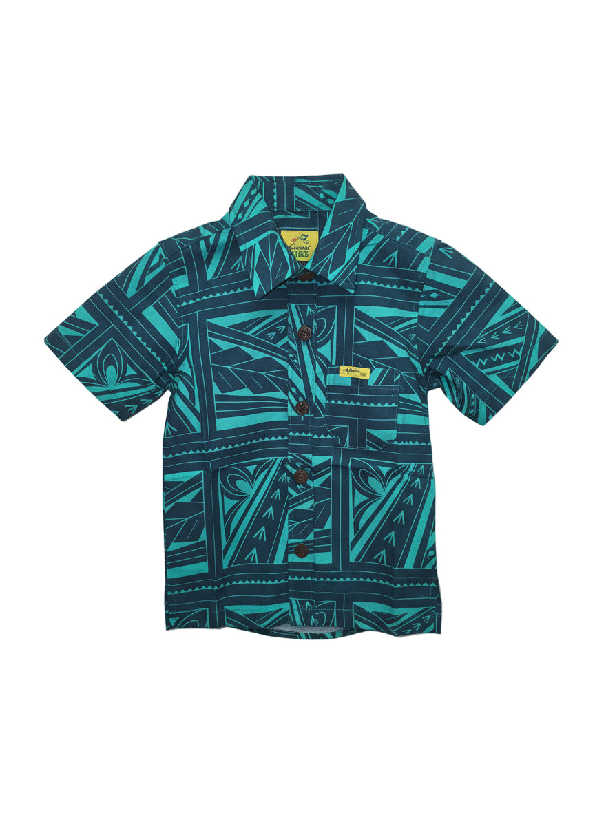 Eveni Pacific Boys Classic Elei Shirt - Cruise Teal