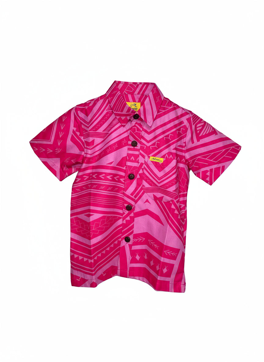 Eveni Pacific Boys Classic Elei Shirt - Palm Pink