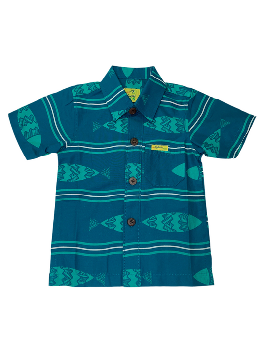 Eveni Pacific Boys Classic Elei Shirt - Jade Goby