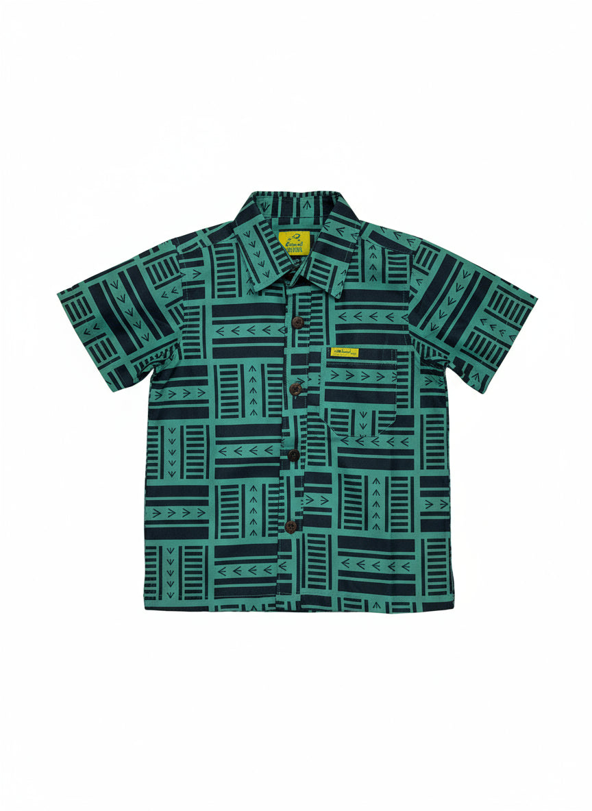 Eveni Pacific Boys Classic Elei Shirt - Serene Green