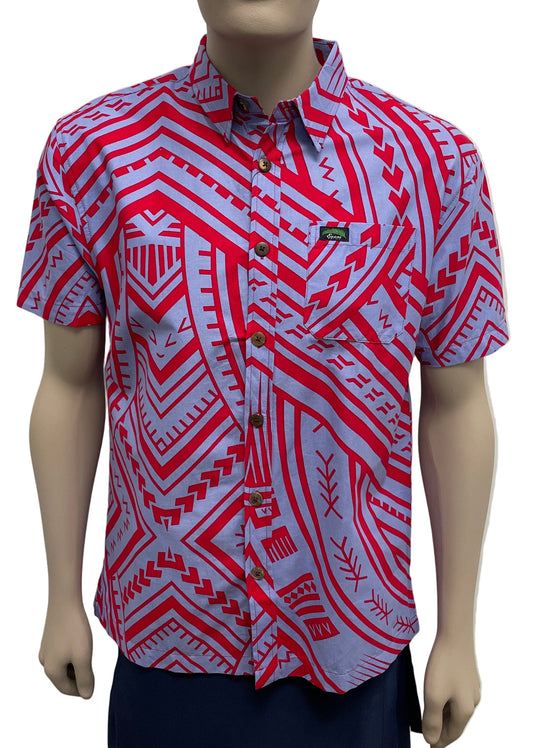 Eveni Pacific Men's Classic Elei Shirt - Mau Red