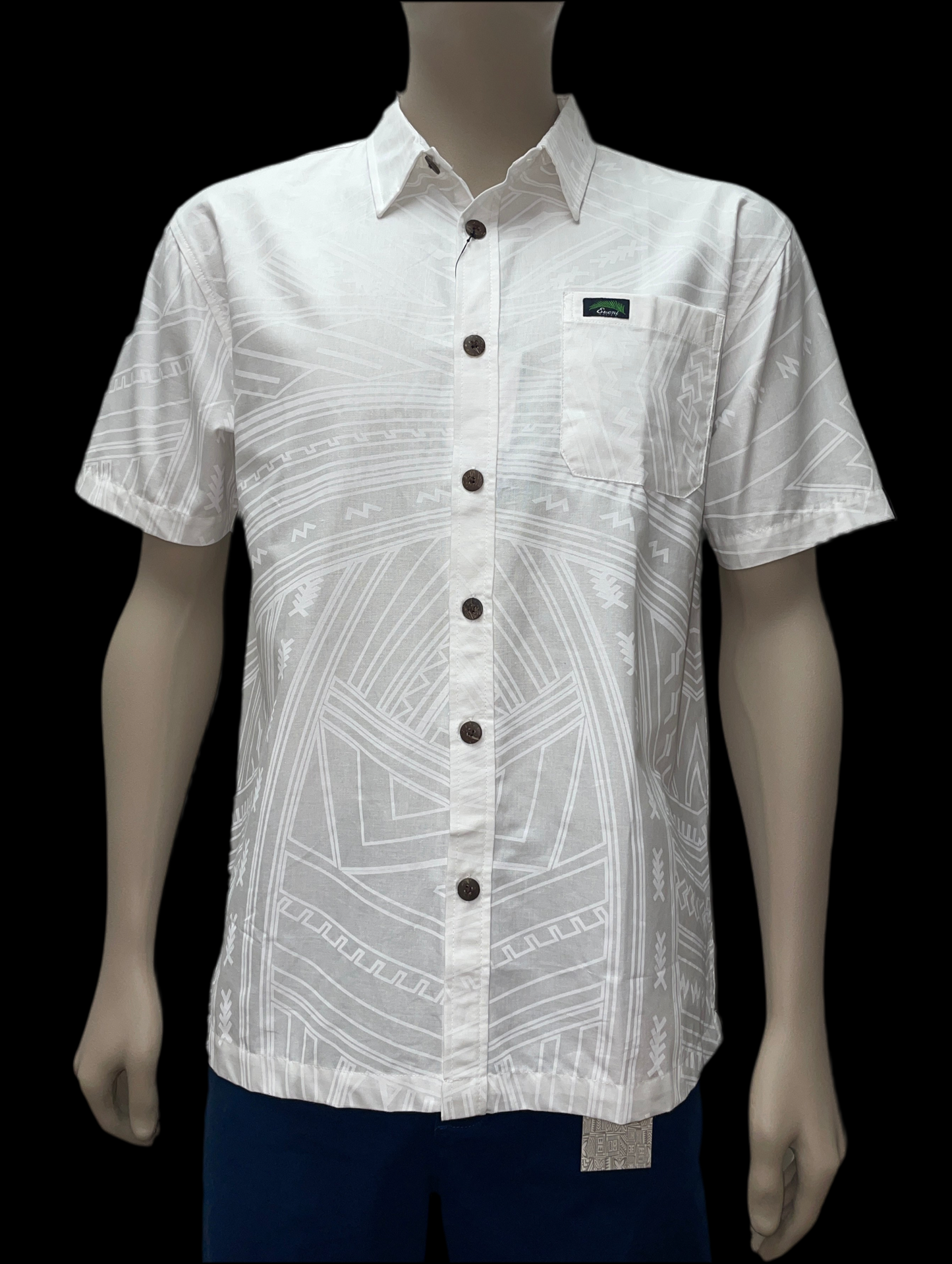 Eveni Pacific Men's Classic Elei Shirt - White Mist
