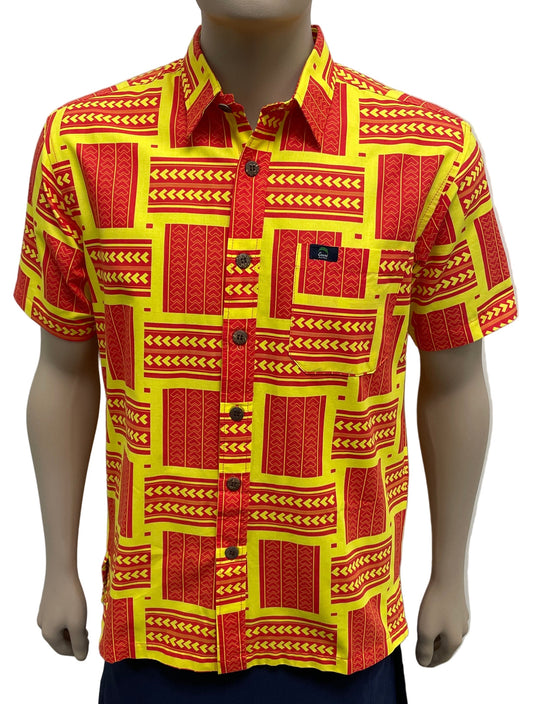 Eveni Pacific Men's Classic Elei Shirt - Spice Red