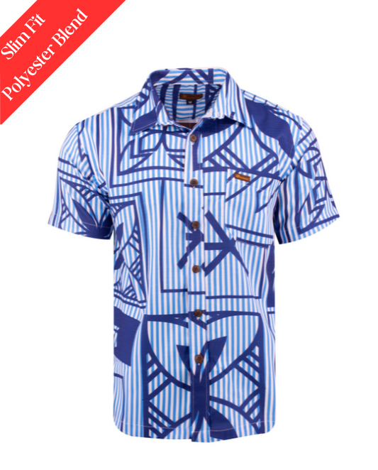 Koko Pacific Premium Short Sleeve Shirt - Blueberry Stripe