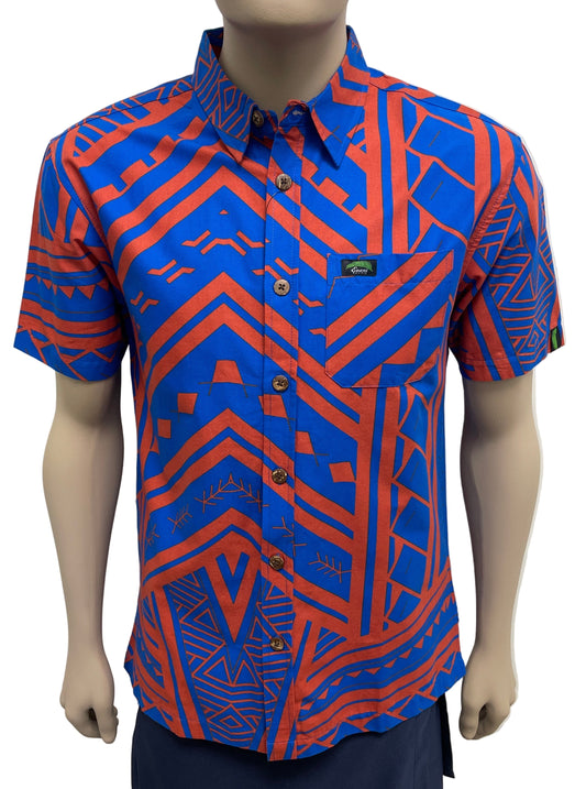 Eveni Pacific Men's Classic Elei Shirt - Regal Ruby