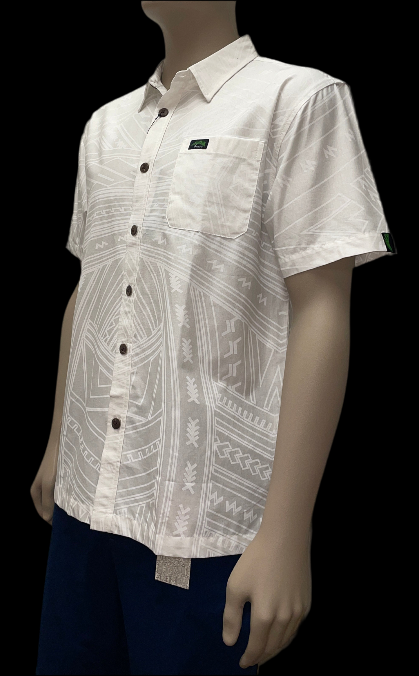Eveni Pacific Men's Classic Elei Shirt - White Mist