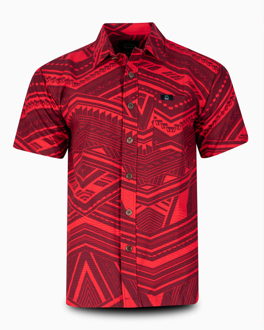 EP MN ELEI SHIRT S/S WATERFALL RED