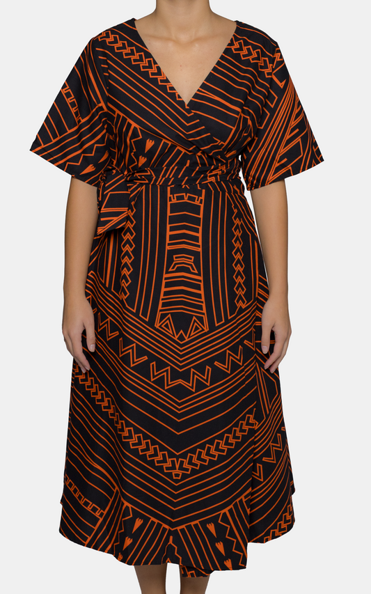 EP LADIES LILY WRAP DRESS TUSI ORANGE
