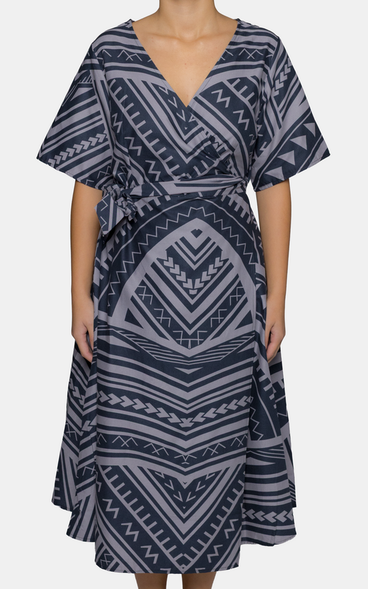 EP LADIES LILY WRAP DRESS GRAND SLAM GREY