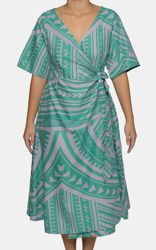EP LADIES LILY WRAP DRESS DEUCE SPEARMINT