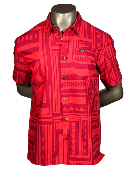 Eveni Pacific Men's Classic Elei Shirt - Big Apple Red