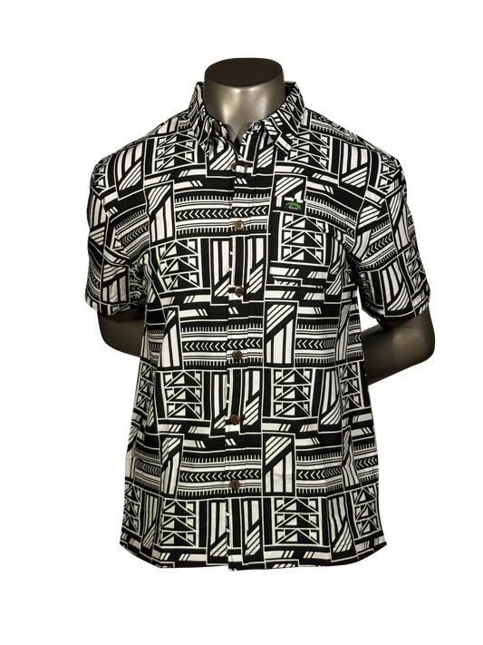 Eveni Pacific Men's Classic Elei Shirt - Black Clouds