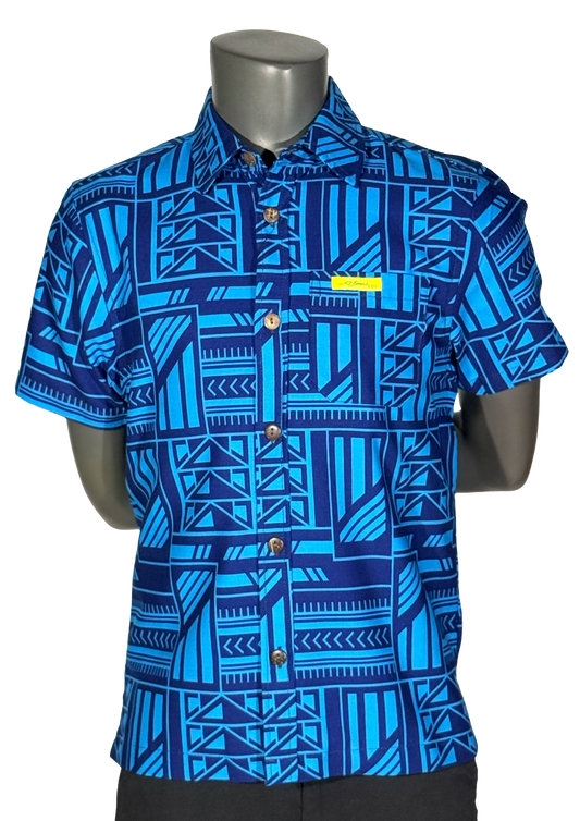 Eveni Pacific Boys Classic Elei Shirt - Mad About Blue
