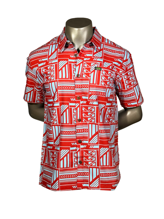 Eveni Pacific Men's Classic Elei Shirt - Mist Orange