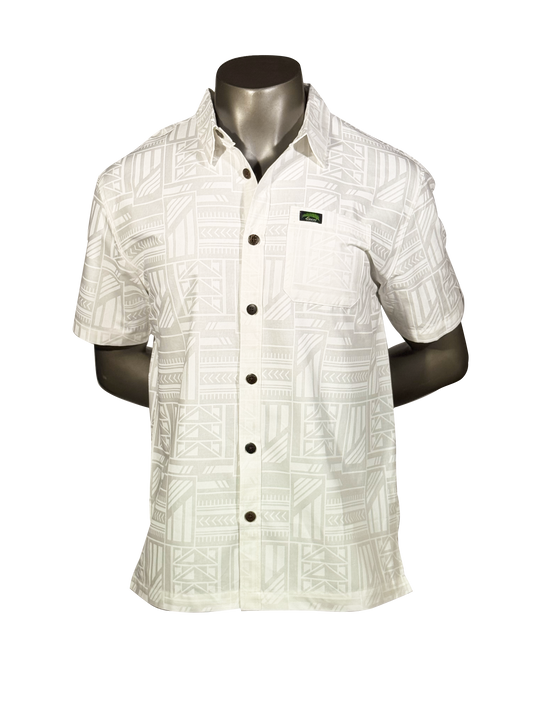 Eveni Pacific Men's Classic Elei Shirt - Vanilla White