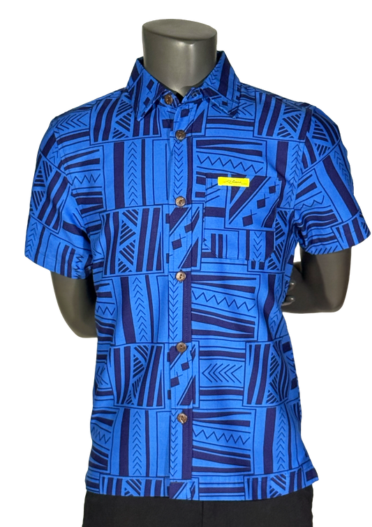 Eveni Pacific Boys Classic Elei Shirt - Blue Seas