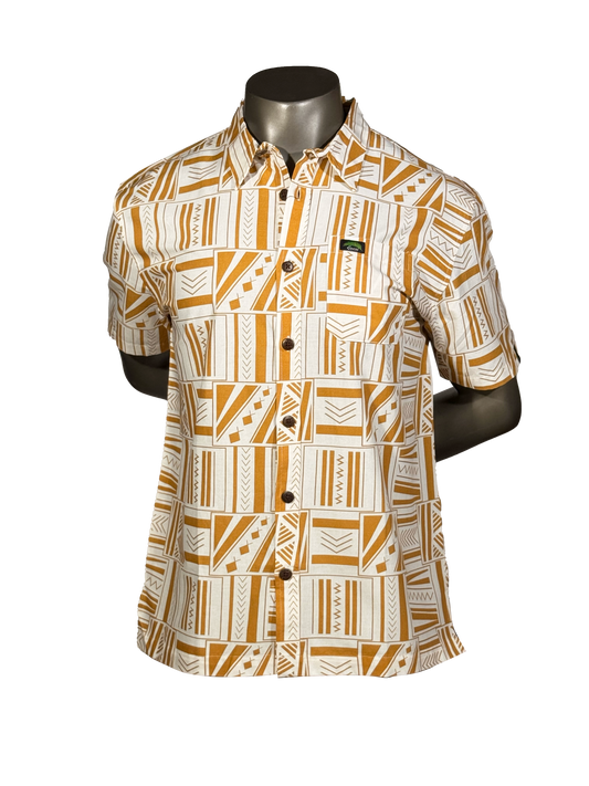 Eveni Pacific Men's Classic Elei Shirt - Gold Tide