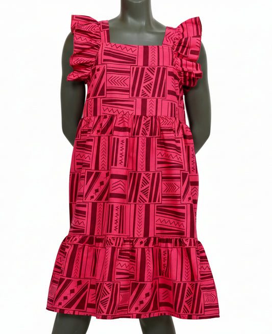 Eveni Kids Girls Amia Dress - Lipstick Palm Red