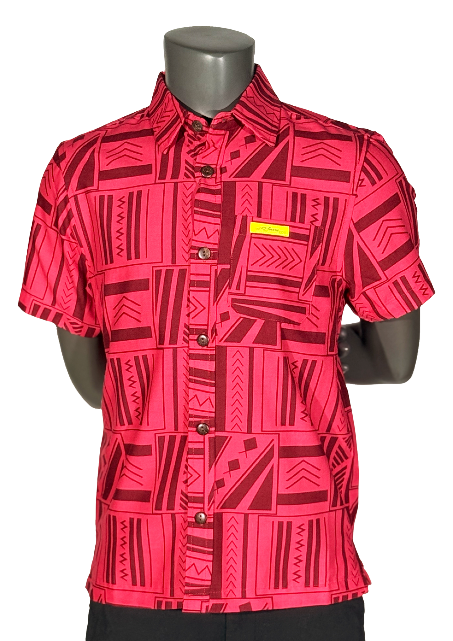 Eveni Pacific Boys Classic Elei Shirt - Lipstick Palm Red