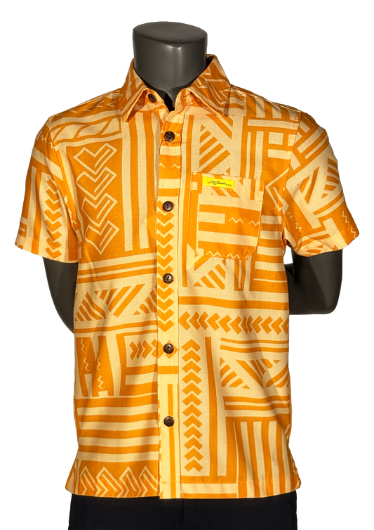 Eveni Pacific Boys Classic Elei Shirt - Lemon Honey