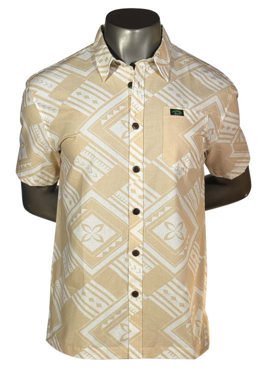 Eveni Pacific Men's Classic Elei Shirt - Shore Beige