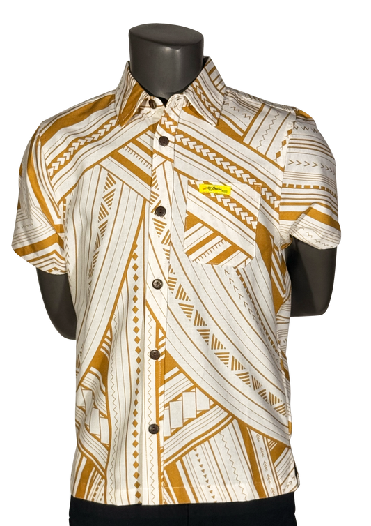 Eveni Pacific Boys Classic Elei Shirt - Butterscotch Wind