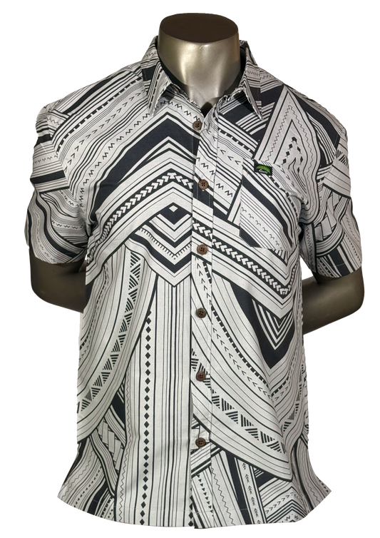 Eveni Pacific Men's Classic Elei Shirt - Grey Clouds