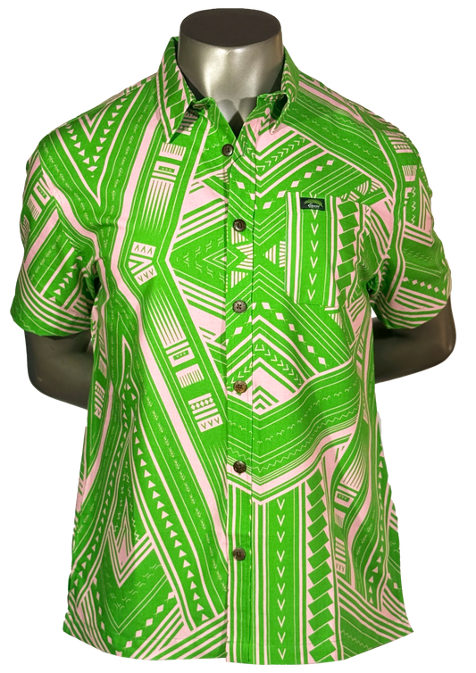 Eveni Pacific Men's Classic Elei Shirt - Pacific Dream Green