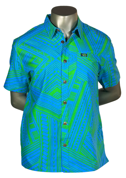Eveni Pacific Men's Classic Elei Shirt - Seafoam Serenade