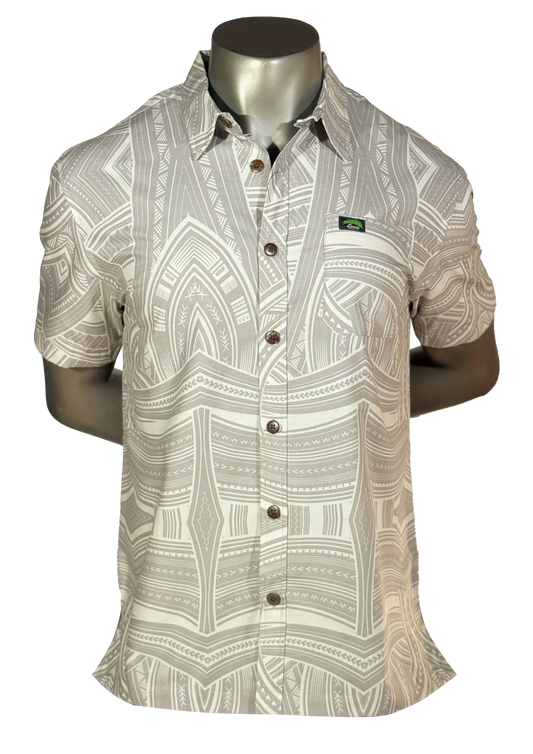 Eveni Pacific Men's Classic Elei Shirt - Maritime Muse Tan