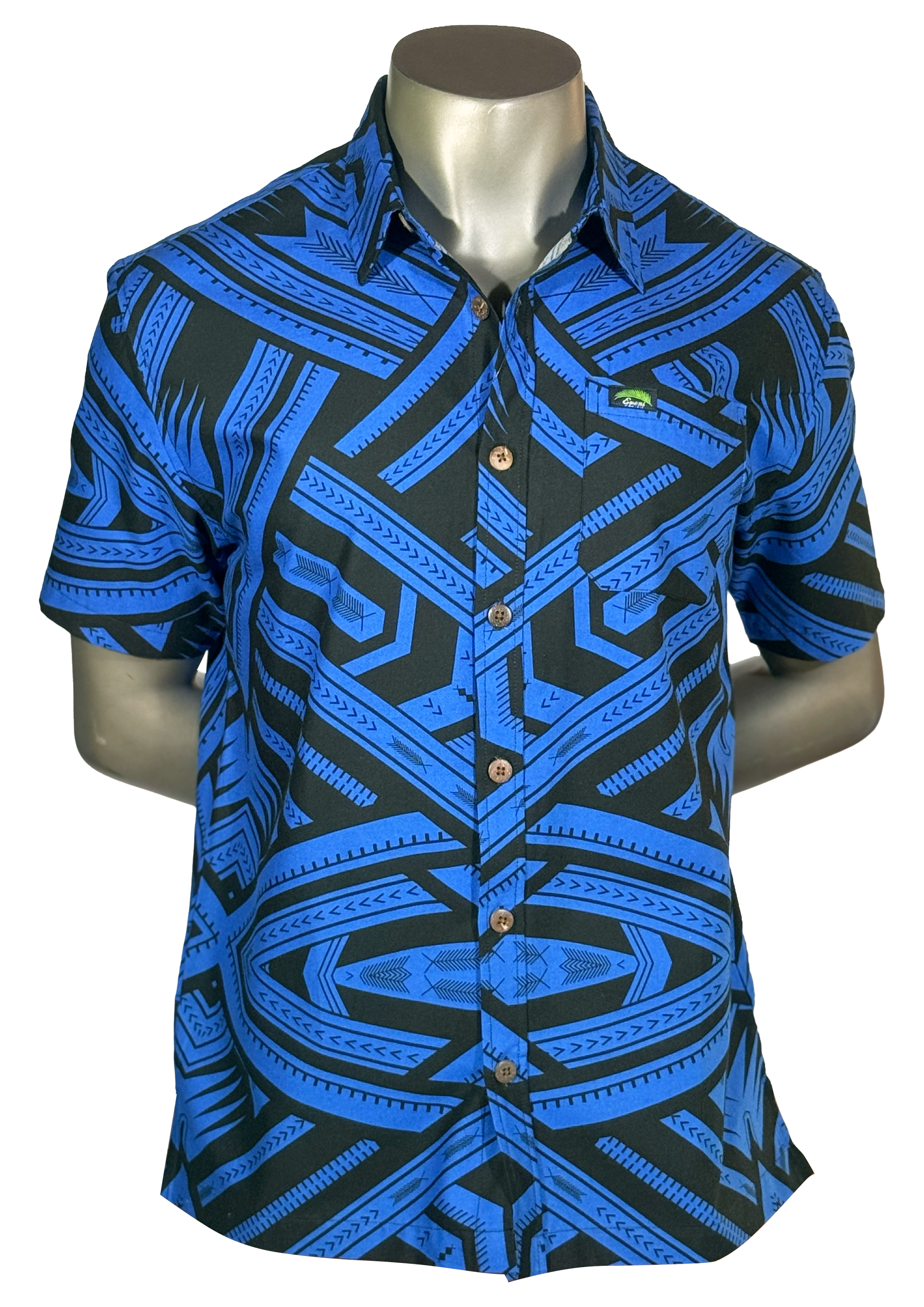 Eveni Pacific Men's Classic Elei Shirt - Sapphire Surf Blue