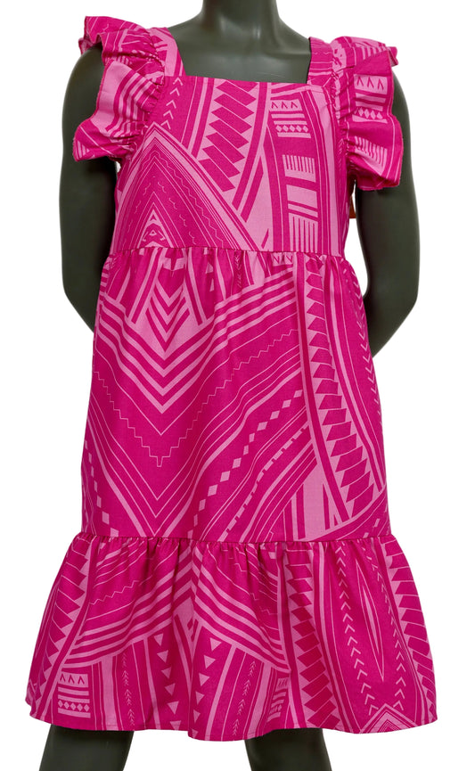 Eveni Kids Girls Amia Dress - Seaside Spell Pink