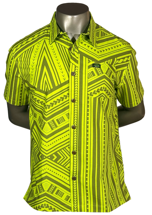 Eveni Pacific Men's Classic Elei Shirt - Seaweed Green
