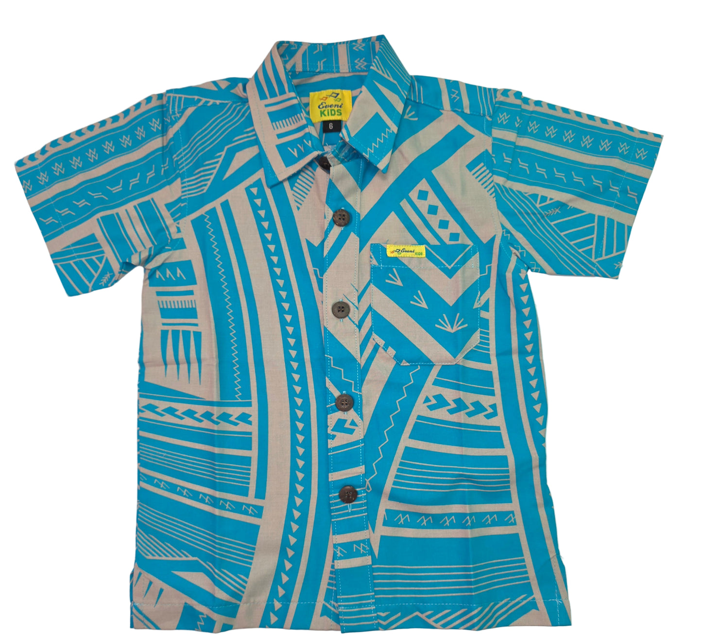 Eveni Pacific Boys Classic Elei Shirt - Poly Blue