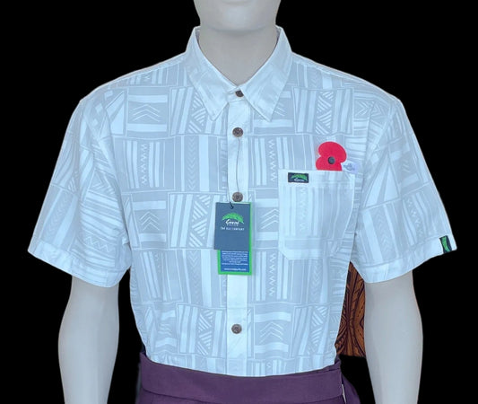 Eveni Pacific Men's Classic Elei Shirt - White Dust