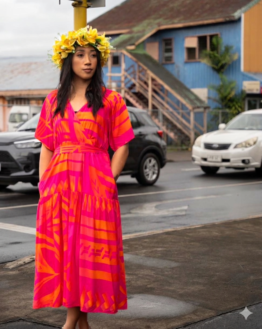 Koko Pacific Long Dress - Reefpop Pink