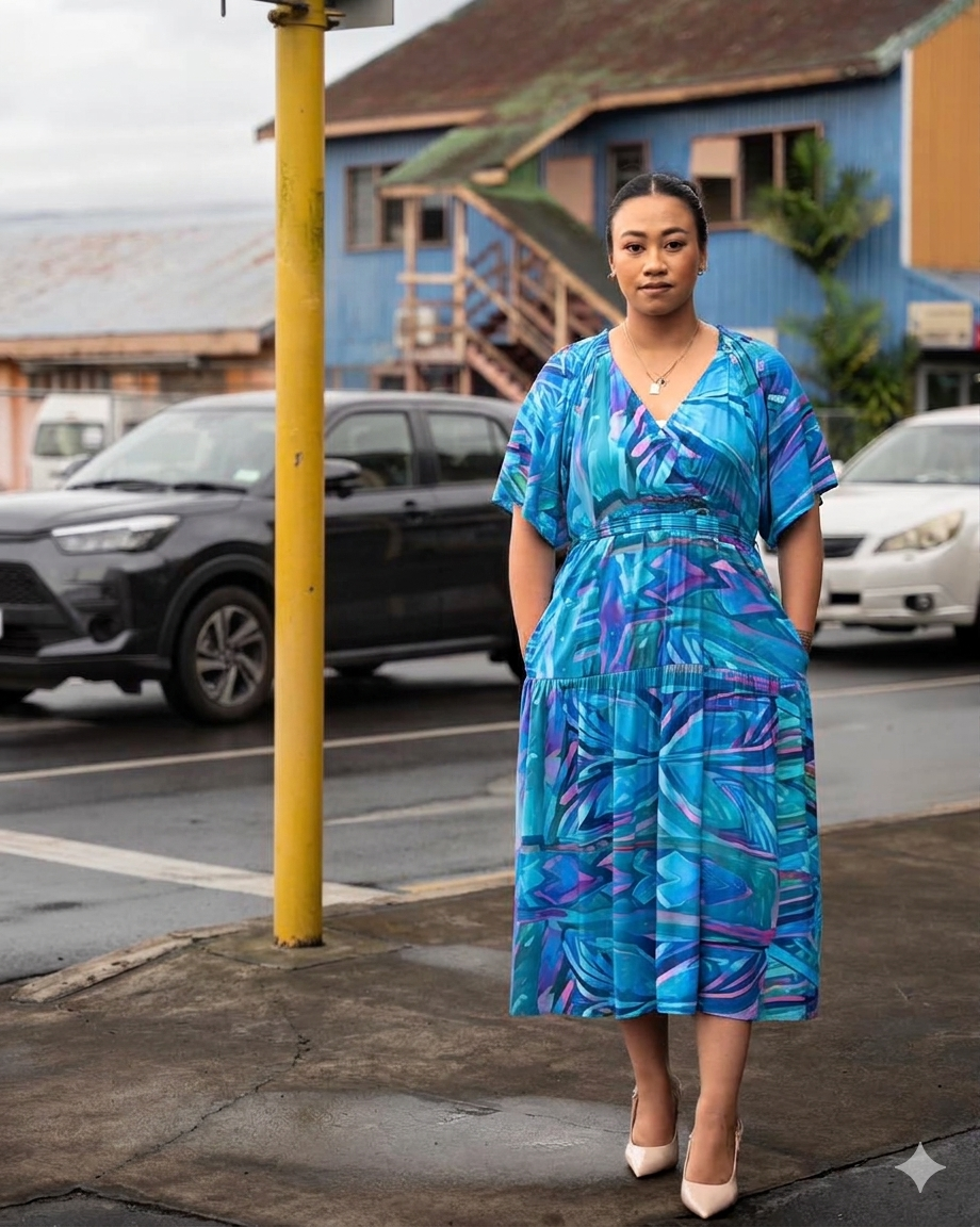 Koko Pacific Long Dress - Tropiva Teal