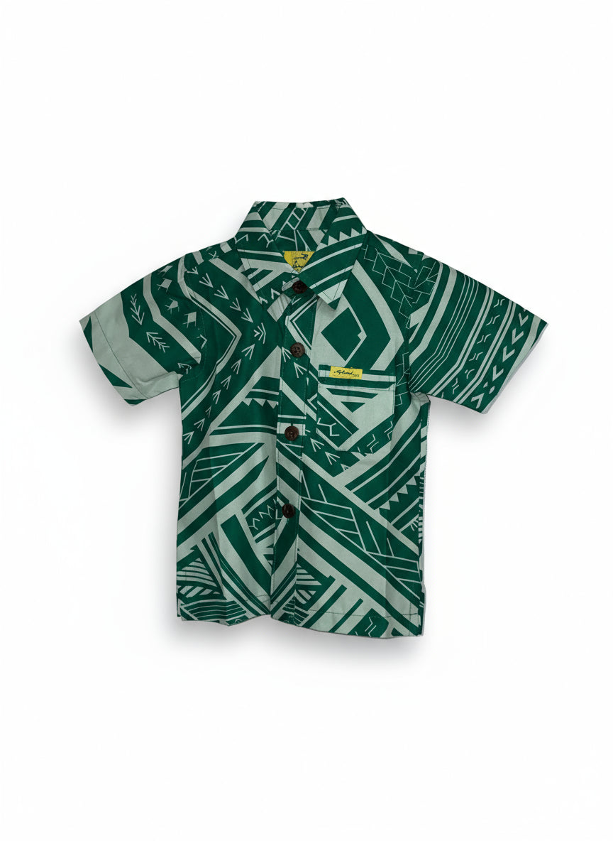 Eveni Pacific Boys Classic Elei Shirt - Maui Green