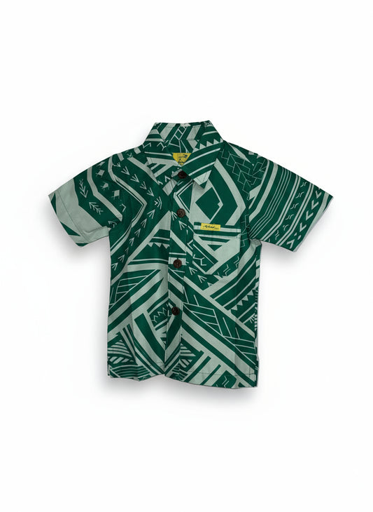 Eveni Pacific Boys Classic Elei Shirt - Maui Green