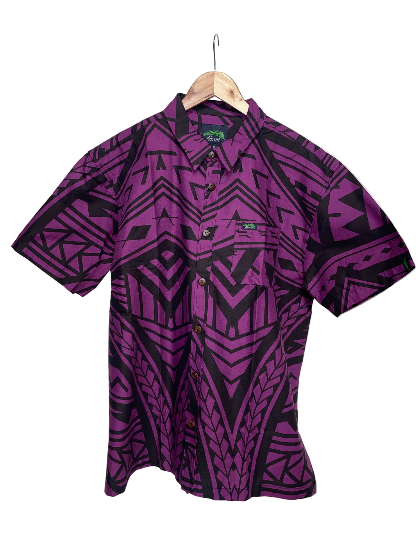 Eveni Pacific Men's Classic Elei Shirt - Royal Wine