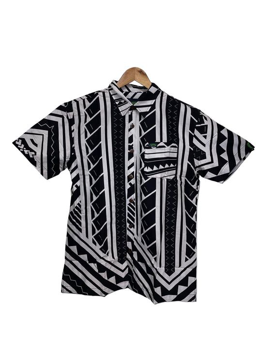 Eveni Pacific Men's Classic Elei Shirt - Elegant Black