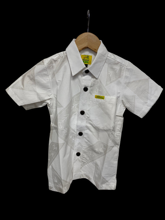Eveni Pacific Boys Classic Elei Shirt - Lotus White