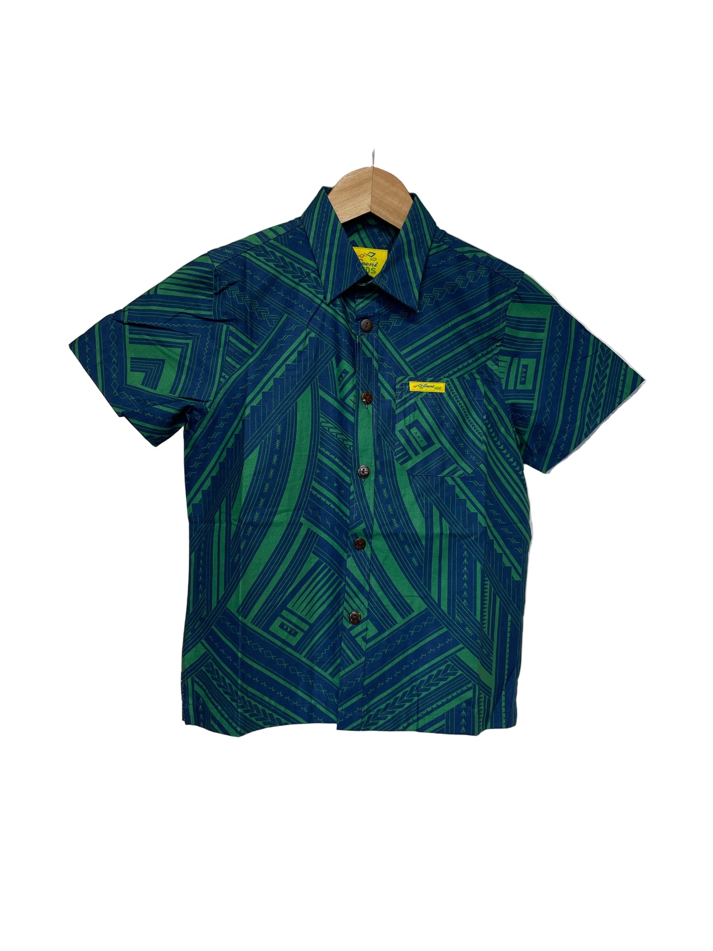 Eveni Pacific Boys Classic Elei Shirt - Blue Salt