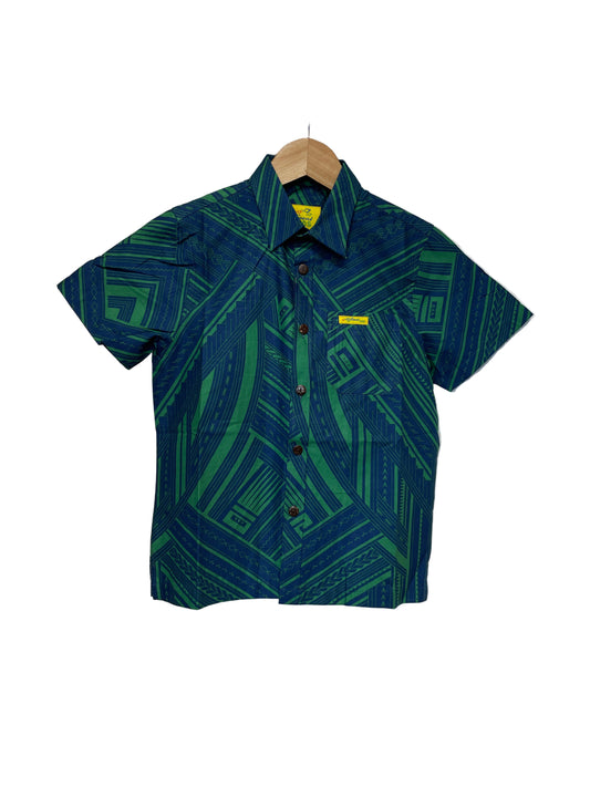 Eveni Pacific Boys Classic Elei Shirt - Blue Salt
