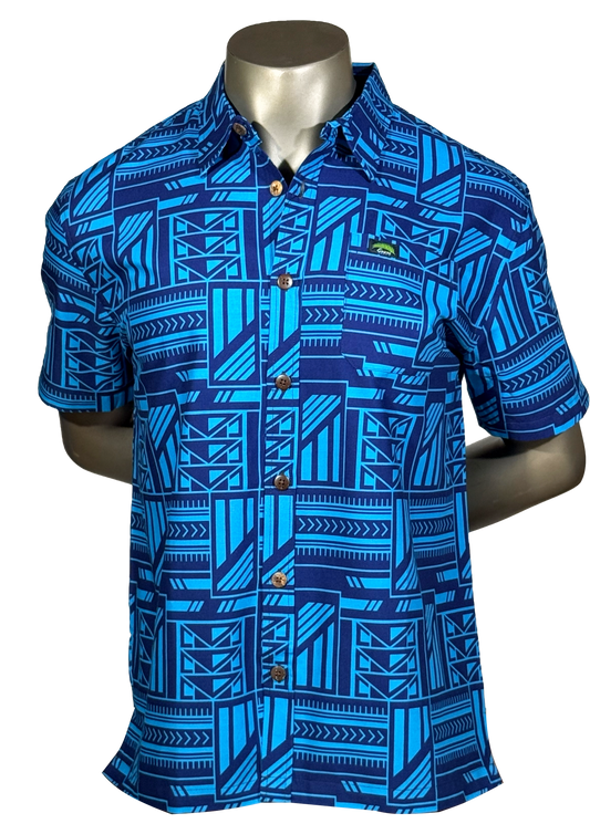 Eveni Pacific Men's Classic Elei Shirt - Mad About Blue